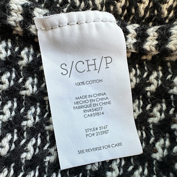 CABI | NWOT FERGIE SPLIT FRONT & BACK COWL NECK COTTON SWEATER BLACK & WHITE SM - Picture 11 of 12